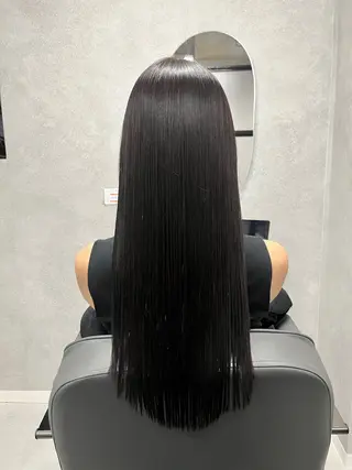 ロング 縮毛矯正/透明感 グレージュ/辻部雅人のヘアスタイル