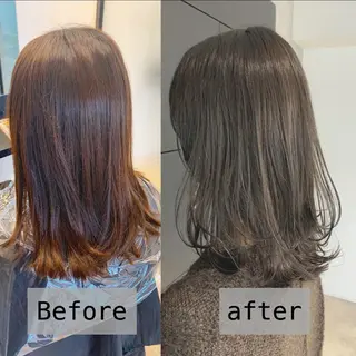 セミロング カラー サイドバング 🇰🇷沼田　拓斗のヘアスタイル