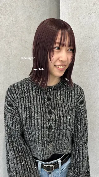 ミディアム v-lab studio所属・韓国レイヤーカット/ 艶カラー/ noaのヘアスタイル