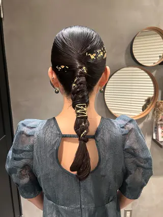 セミロング ヘアアレンジ デザインカラー🖤 イシイレイのヘアスタイル