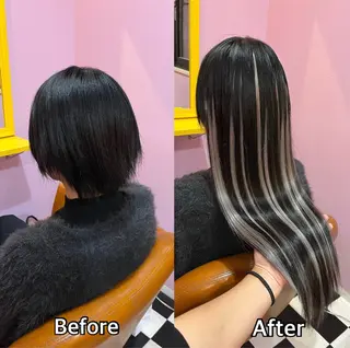 ロング シール＋ちび編み込み エクステ梅田🐨のヘアスタイル