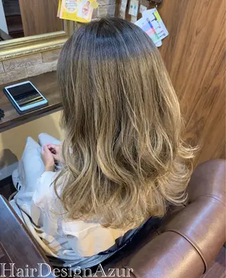 セミロング カラー HairDesign Azurのヘアスタイル