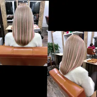 ミディアム カラー ✯カラー&編み込み エクステ✯池田智博✯のヘアスタイル