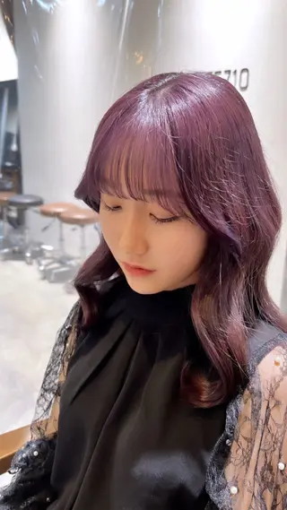 セミロング カラー ヘアアレンジ 🎀ハイトーン・艶 カラー HANA🎀のヘアスタイル