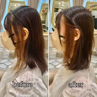 ミディアム カラー パーマ ヘアアレンジ メンズ キッズ ネイル マツエク・マツパ アイブロウ 《褒められる》 透明感カラー/小嶋のヘアスタイル