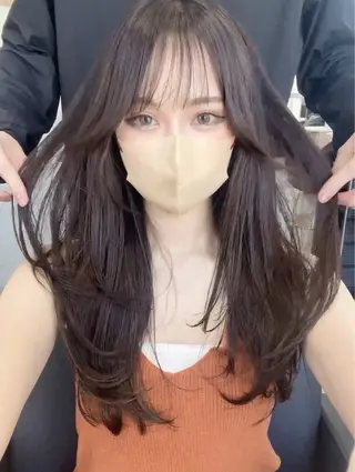 ロング カラー 韓国レイヤー➰北田 陸斗➰コテ巻きパーマのヘアスタイル