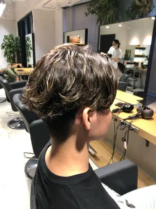 ミディアム カラー パーマ メンズ ✨髪質改善ストレート ×ミニボブ✨萩原　翼のヘアスタイル
