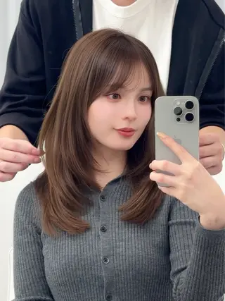 ミディアム カラー ヘアアレンジ 最小顔周り&レイヤー 特化/池袋/kokiのヘアスタイル
