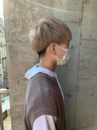 ショート カラー メンズ ミルクティーベージュ 🌿店長　清水ひとみのヘアスタイル