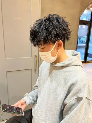 パーマ メンズ ボブ/巻ける縮毛矯正 /韓国レイヤーはなのヘアスタイル