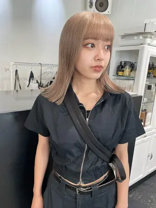 セミロング カラー パーマ ヘアアレンジ メンズ キッズ 艶ハイトーン/ヘア アレンジAYAKAのヘアスタイル