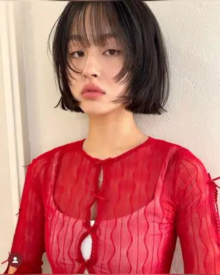ミディアム カラー 愛加 ボブ・ベージュカラーのヘアスタイル