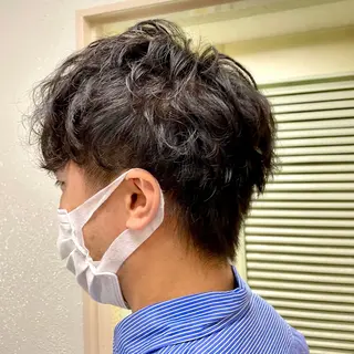 メンズ スパイキーショート 大人パーマ 丸山のヘアスタイル