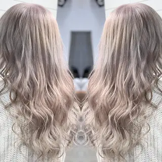 セミロング カラー ヘアアレンジ 髪質改善×ハイトーン 中田啄也のヘアスタイル