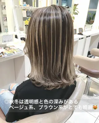 ミディアム カラー 山崎俊輔/髪質改善 /バレイヤージュのヘアスタイル