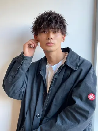ショート パーマ メンズ CLUTCH天王寺 西藤遥河のヘアスタイル