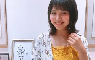 ミディアム パーマ 宮永 れいなのヘアスタイル