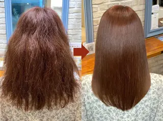 セミロング 縮毛矯正・癒し ヘッドスパ🧸心菜のヘアスタイル