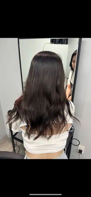 セミロング カラー 縮毛矯正/艶カラー /髪質改善/なんばのヘアスタイル