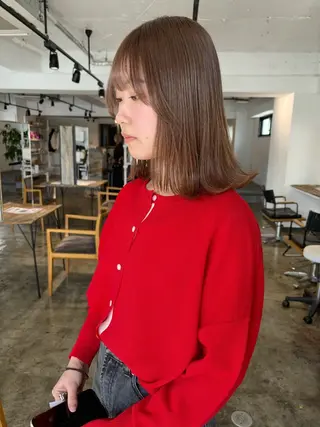 ミディアム カラー 暖色カラー🍒 ケアブリーチ/akiのヘアスタイル