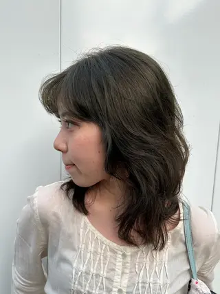 ミディアム パーマ 似合わせカット /パーマ岡本淳平のヘアスタイル