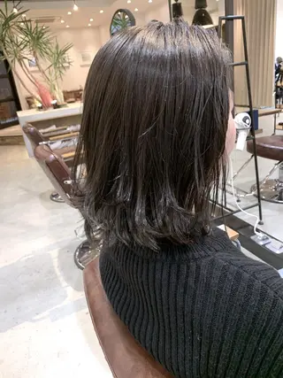 ミディアム カラー パーマ ヘアアレンジ メンズ キッズ ネイル マツエク・マツパ 中津No.1髪質改善 店長✨透ける暗髪のヘアスタイル