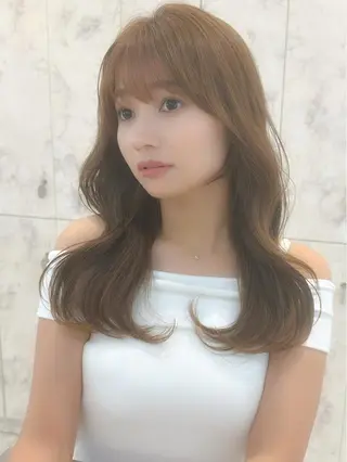 セミロング カラー 新宿/韓国風レイヤー 髪質改善/渋谷直樹のヘアスタイル