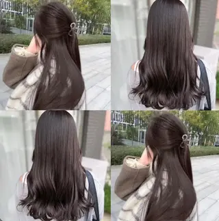 セミロング カラー グレージュ/透明感/ 韓国ヘア/RISAのヘアスタイル