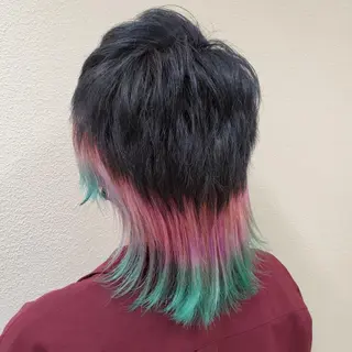 ミディアム カラー 推しアニメカラー🌈 ツヤ透明感カラー🦄のヘアスタイル