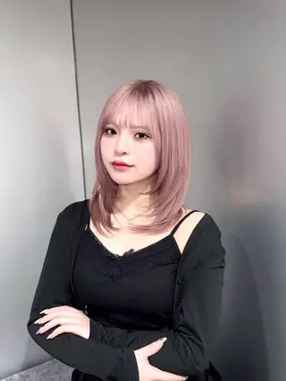 ミディアム カラー 髪質改善×韓国 レイヤー ひかるのヘアスタイル