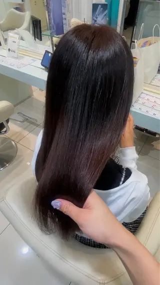 セミロング カラー 縮毛矯正 ゆきのヘアスタイル