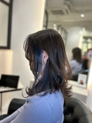 ミディアム カラー &chaLme   心斎橋所属・emi/髪質改善/ 韓国風/艶カラーのヘアスタイル