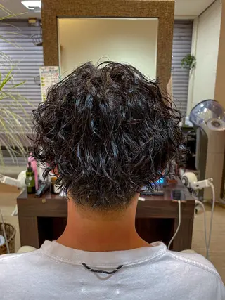 ミディアム パーマ メンズ メンズパーマ 赤司 泰樹のヘアスタイル