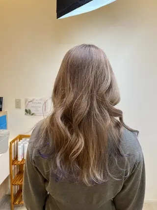 ロング カラー 牛尾 丈のヘアスタイル
