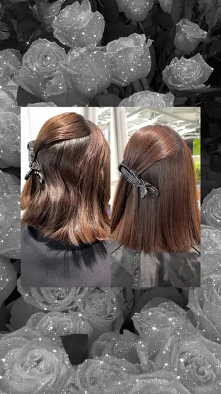 ミディアム レイヤーカット♡ グレージュ♡YUのヘアスタイル