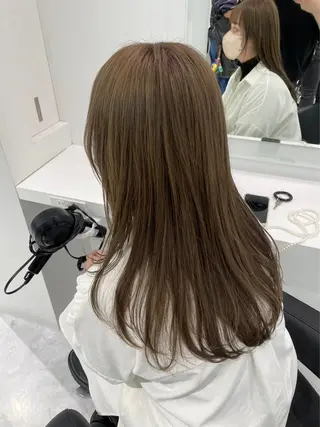 セミロング カラー 赤みなし艶カラー🍈 ユウナ🍈🤍のヘアスタイル
