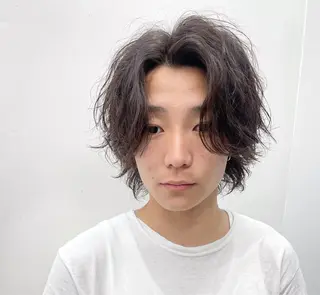 ミディアム パーマ メンズ 森本裕/オーナー/ スパイラルパーマのヘアスタイル