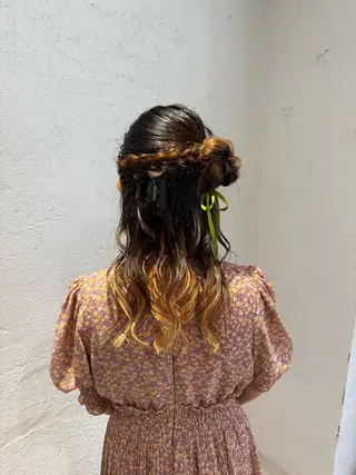 セミロング 暖色🍒アレンジ🎀 ボブ🌼くるみのヘアスタイル