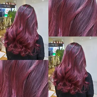 ロング ツヤ髪✨縮毛矯正 ハイトーンカラーのヘアスタイル