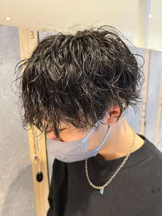 ミディアム パーマ メンズ 💈メンズ特化 美容師サキ💈のヘアスタイル