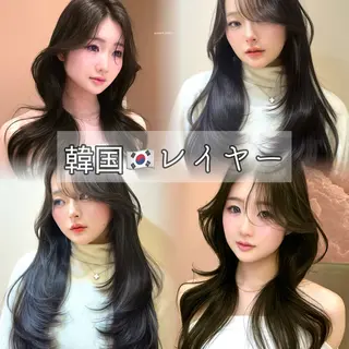 ロング 縮毛矯正/レイヤー 韓国/顔まわり/夢音のヘアスタイル