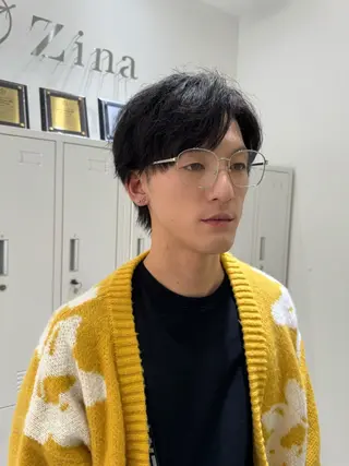 ショート メンズ 艶 透け感カラー 似合わせ 齊木 勇人のヘアスタイル