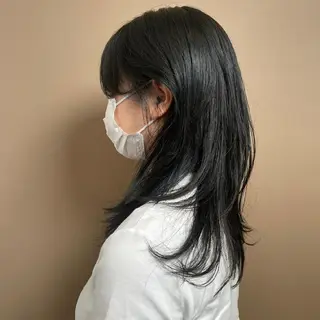 セミロング カラー 韓国レイヤー　 suzuのヘアスタイル