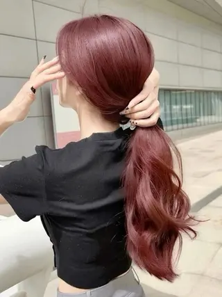 ロング カラー ブリーチなし🍒中韓 /暖色系🍒のヘアスタイル