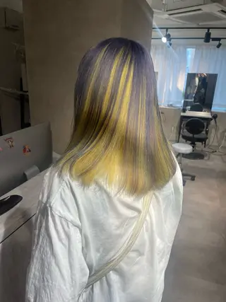 セミロング カラー 🇰🇷ハイトーン× 韓国レイヤー레이어드のヘアスタイル