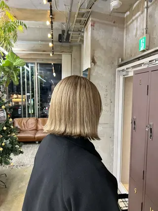 ミディアム カラー era所属・azumi/ボブ/暖 色/オリーブ/縮毛のヘアスタイル