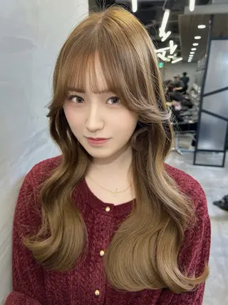 ロング カラー 艶髪/艶カラー/韓国 髪質改善/縮毛矯正のヘアスタイル