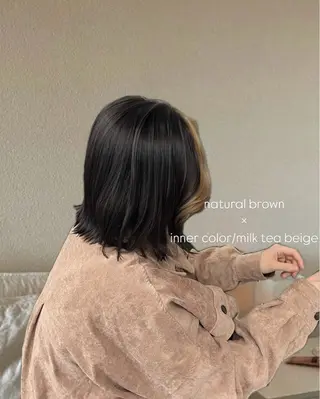 ミディアム INORI|艶カラ ー|フェイスレイヤーのヘアスタイル