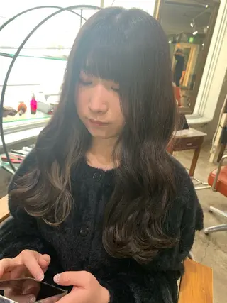 ロング カラー 縮毛矯正/韓国ヘア /ブリーチ/柴山のヘアスタイル