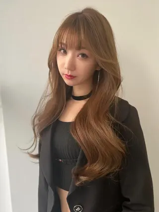 ロング 韓国ヘア レイヤーカットのヘアスタイル